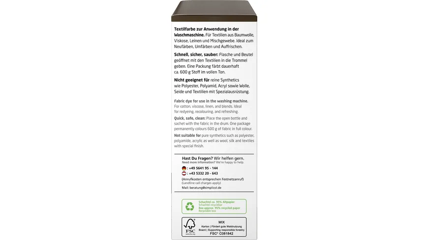 Simplicol Textilfarbe Intensiv Espresso-Braun 150 ml
