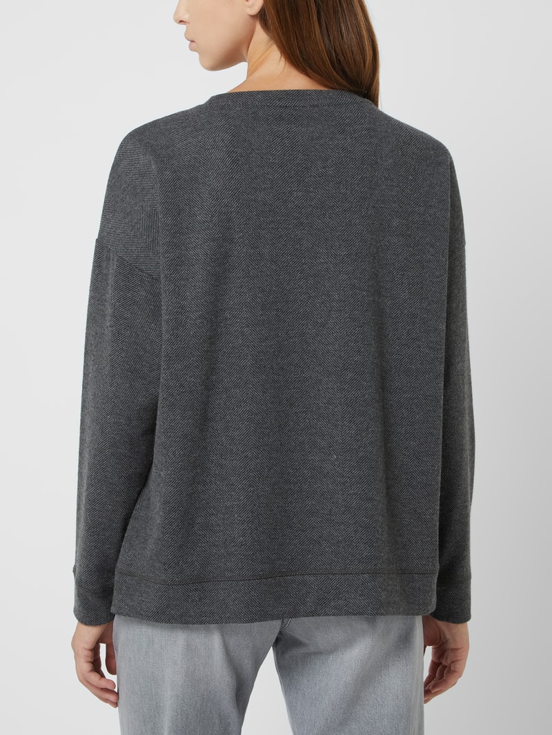 Sweatshirt mit Fischgrat-Dessin in schwarz