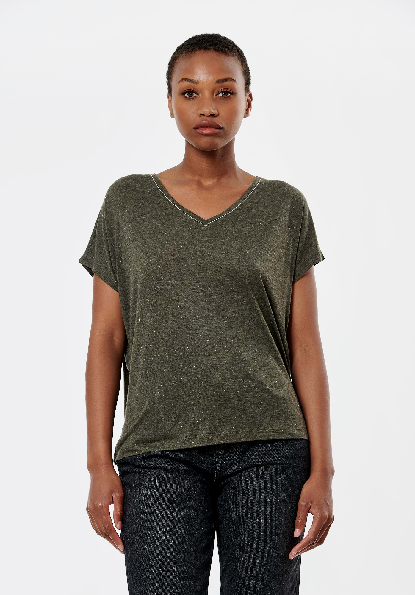 LADY   T-shirt kaki femme