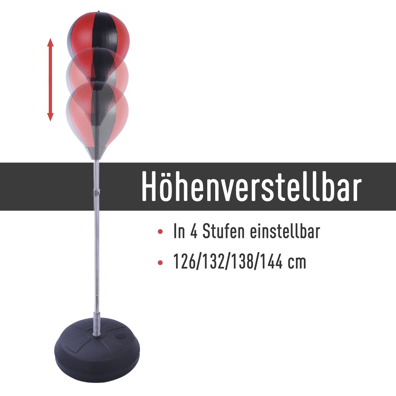 HOMCOM Punchingball Set Standbox Training Set höhenverstellbar Schwarz Rot