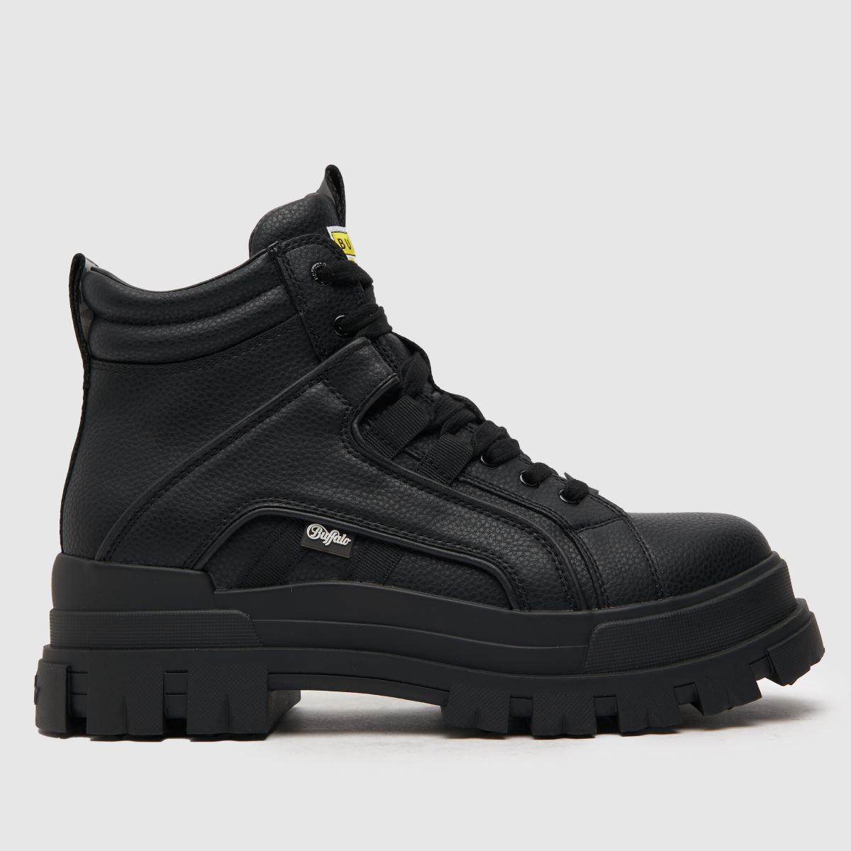 Buffalo London – Svarta, asfalterade mellanhöga sneakers