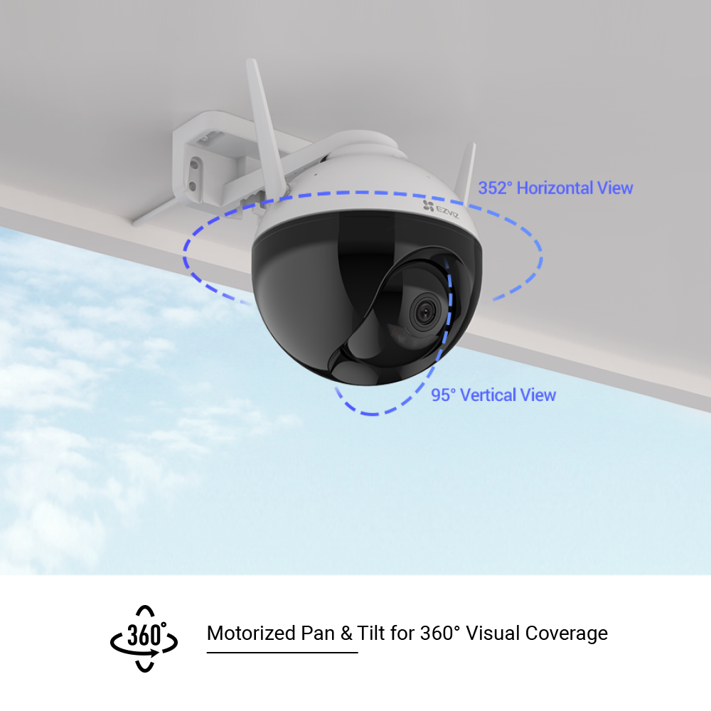 EZVIZ C8C Outdoor Kamera, Motorisierte Schwenk- / Neige-Funktion für 360 -Grad Abdeckung, Active Defense