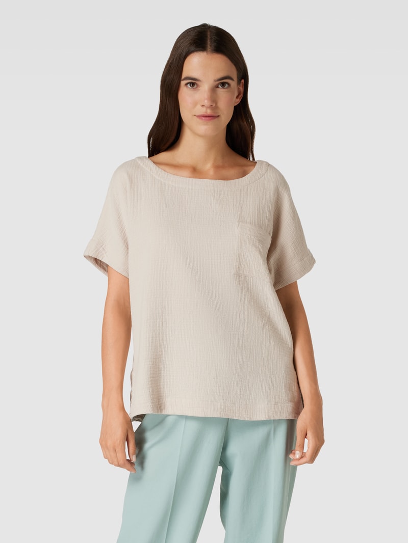 Bluse in Crinkle-Optik in ecru