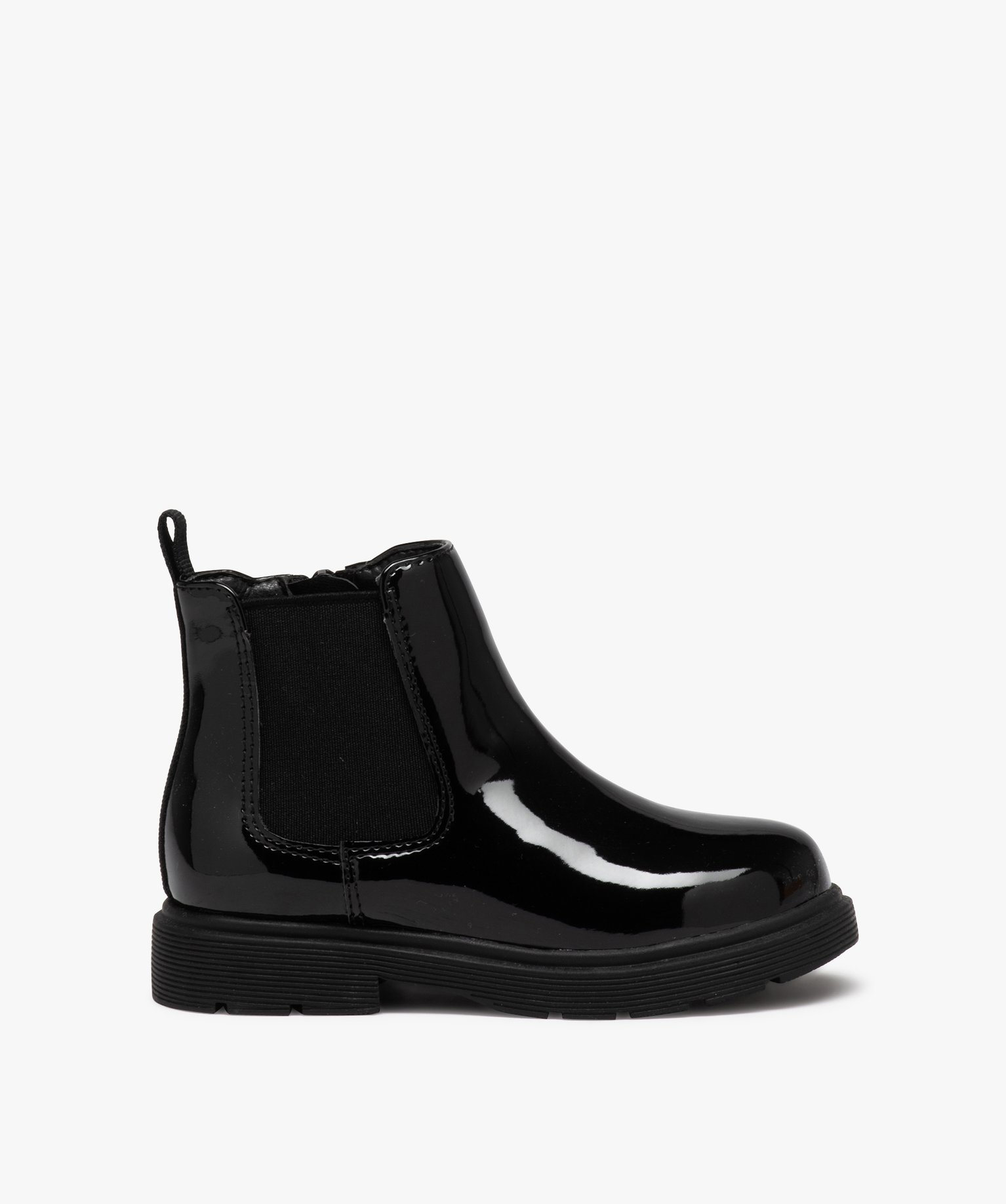 Bottes fille Chelsea vernies à zip noir | GEMO