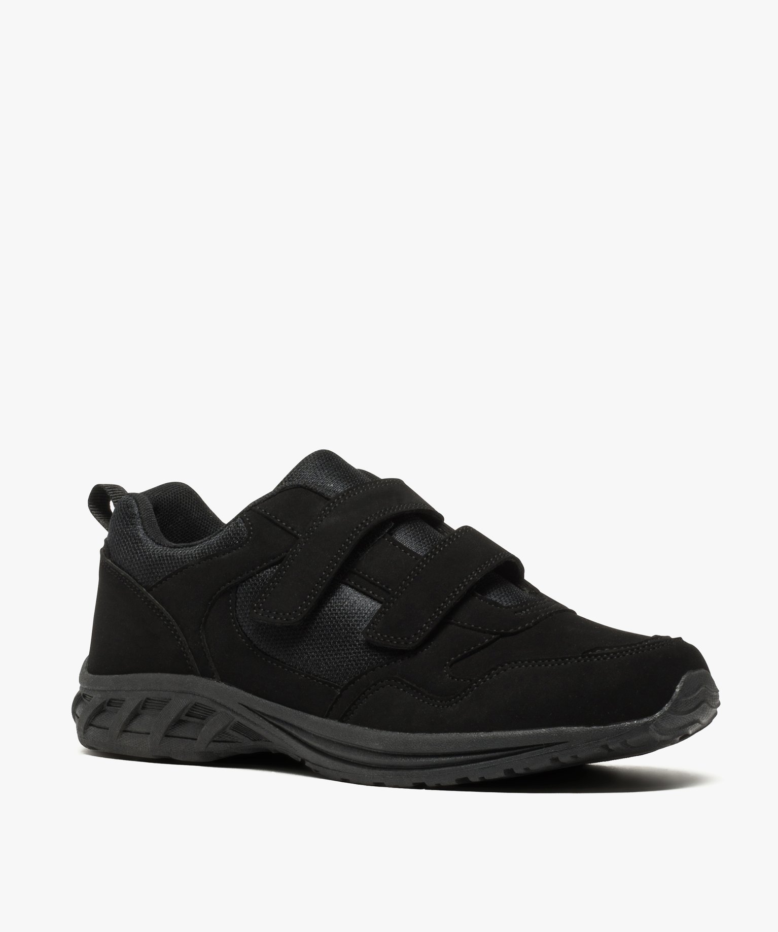 Baskets homme mesh et suédine fermeture scratch noir | GEMO