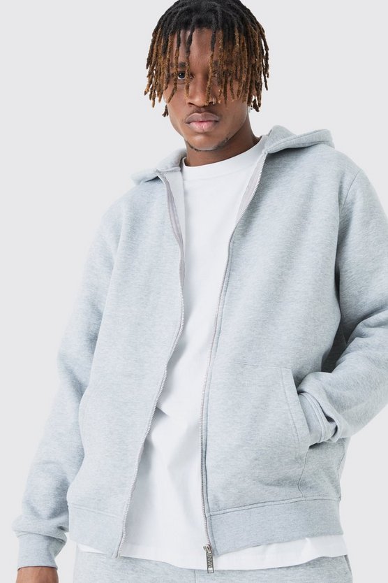 Tall Basic Hoodie mit Reißverschluss in Grau