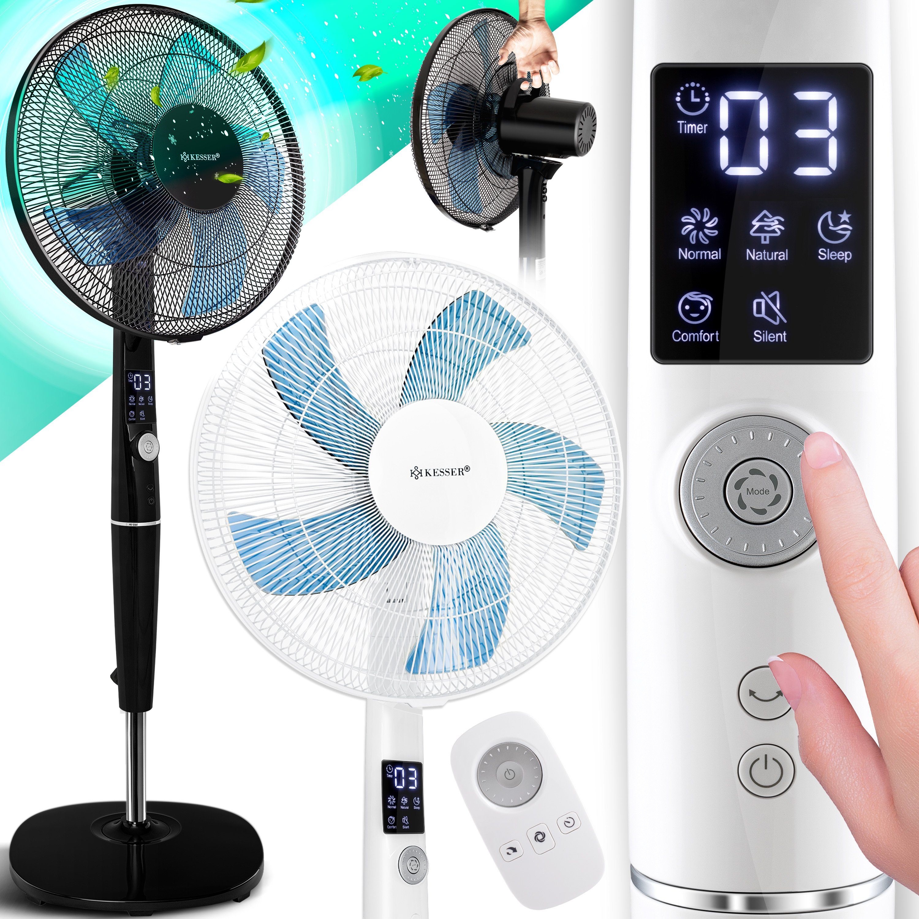 KESSER Standventilator, Standventilator mit Fernbedienung und Display Led Timer