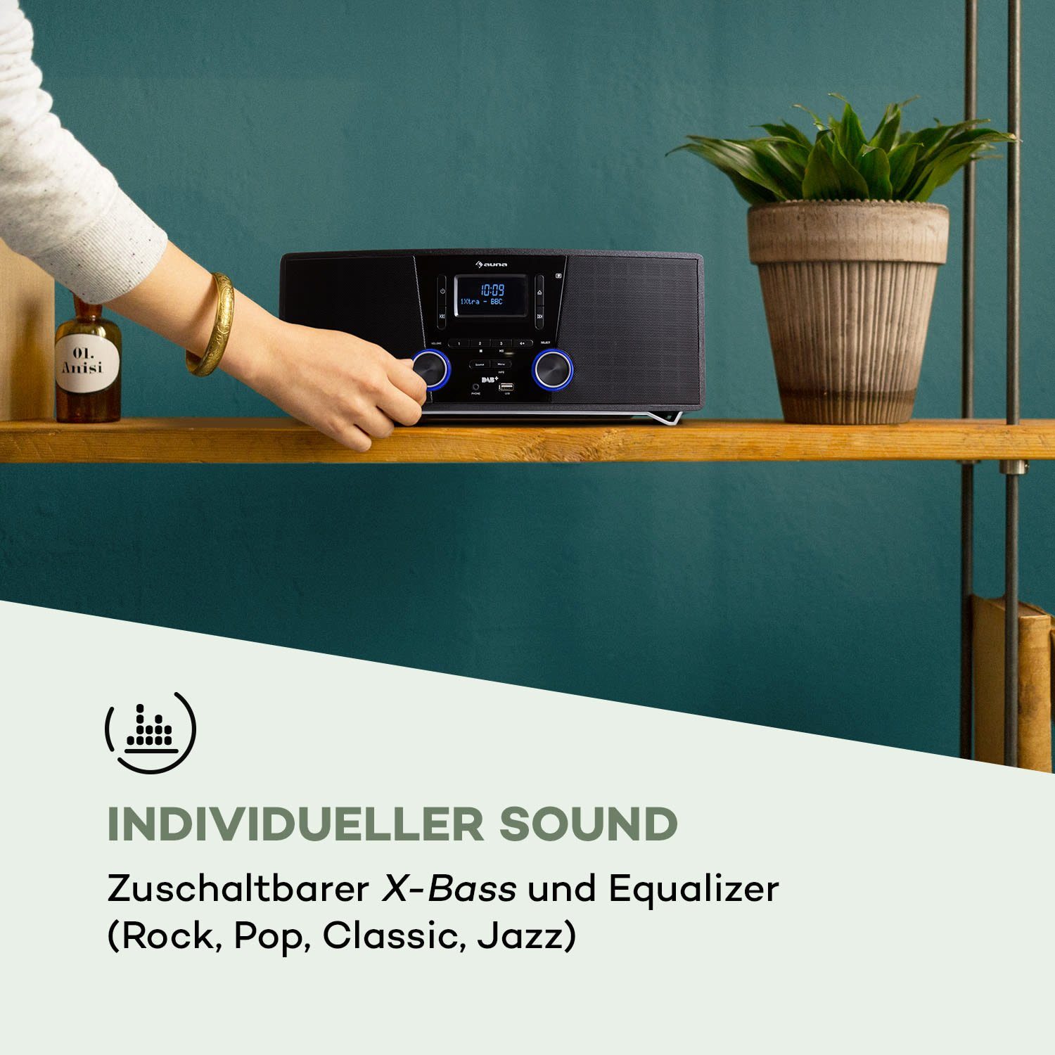 Auna Stockton Stereoanlage (DAB+, UKW-Radio, 20 W)