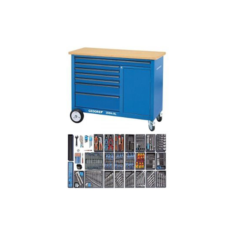 Gedore 8080590 Mobil arbejdsbænk 1504 7 skuffer + værktøjssæt S 1500 ES-03 325 dele