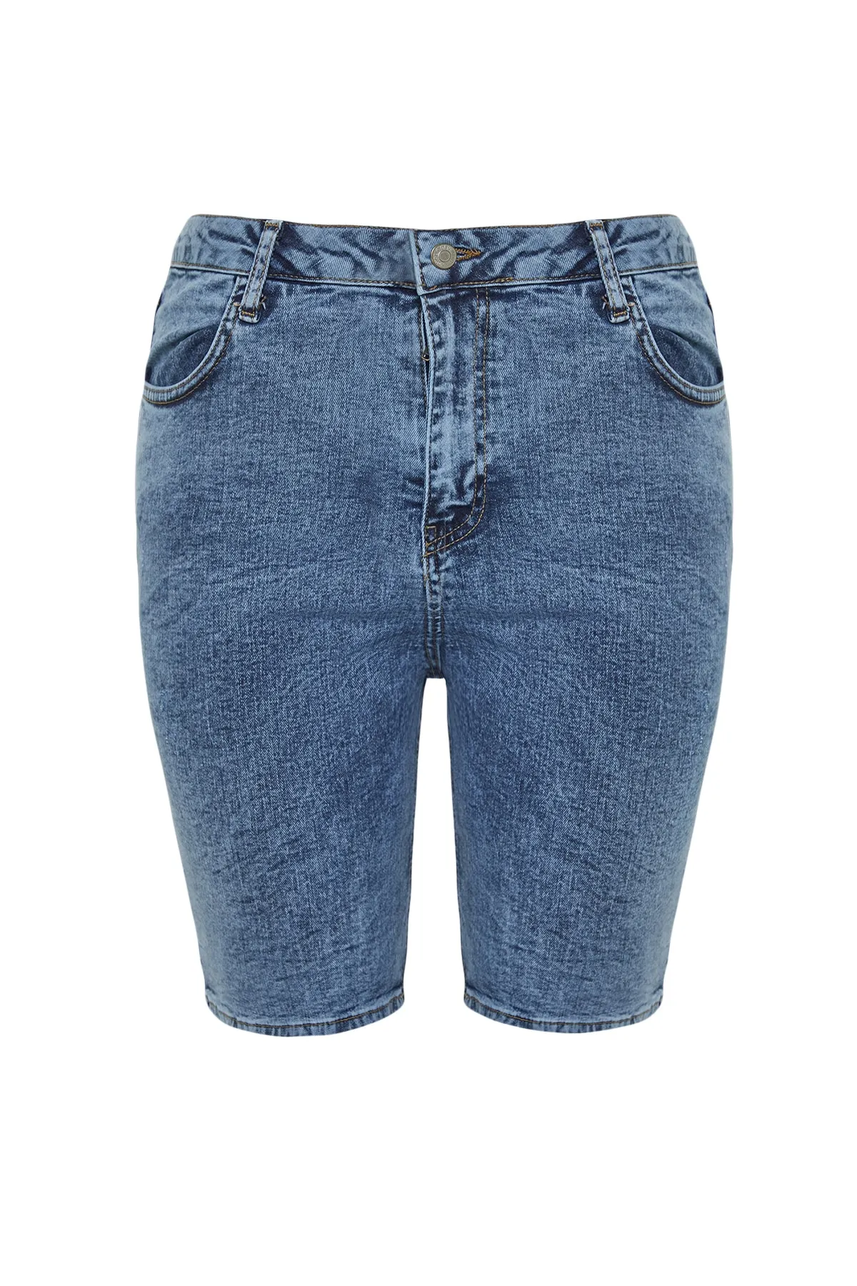 Trendyol Curve  Dunkelblaue, dehnbare Skinny-Shorts und Bermudas mit hoher Taille