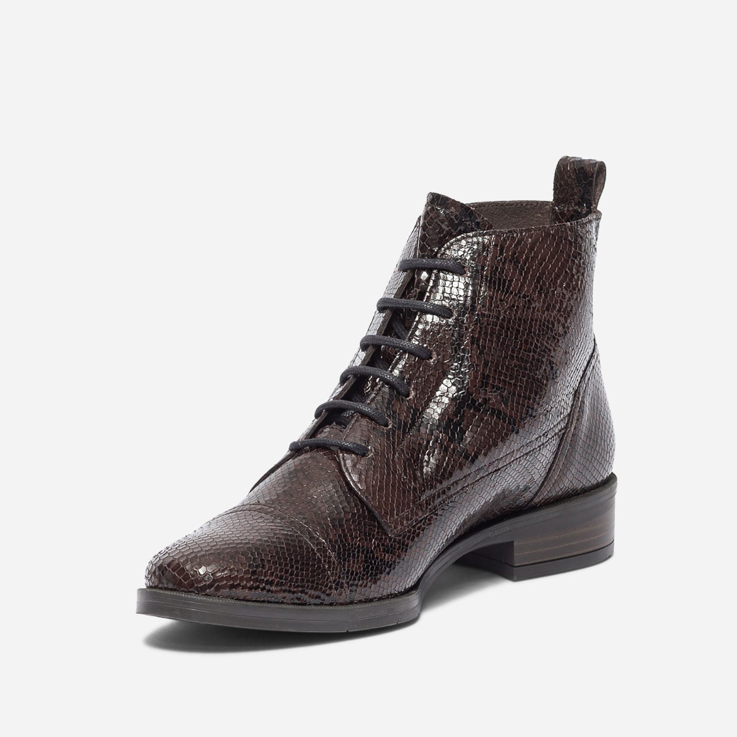 Bottine ERAM FLEX marron en cuir effet python à lacet