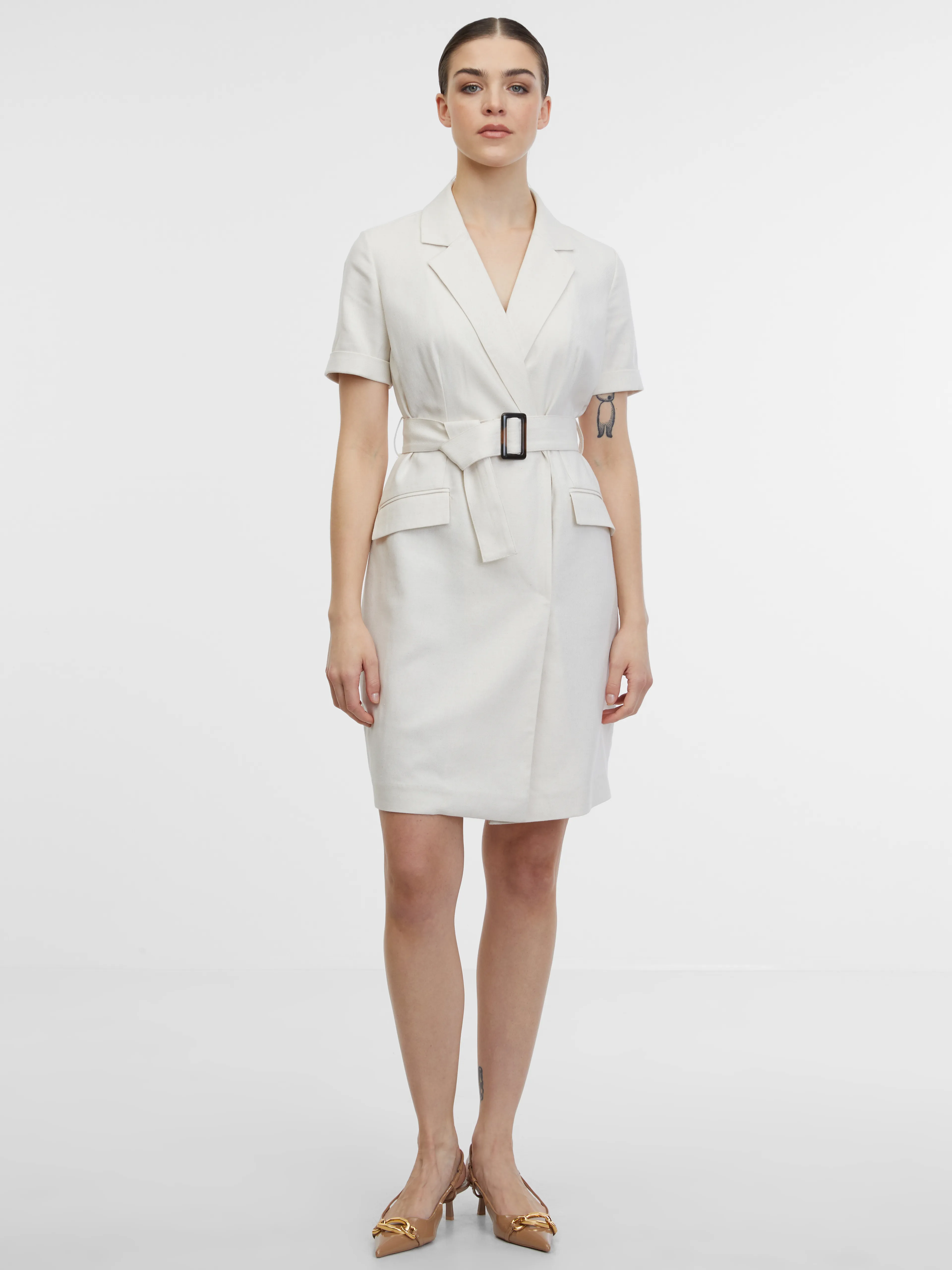 Beigefarbenes Damen-Hemdkleid ORSAY