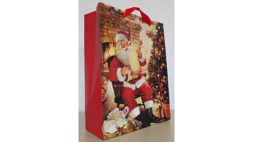 Geschenktüte Santa + Post gross 32x26x10cm