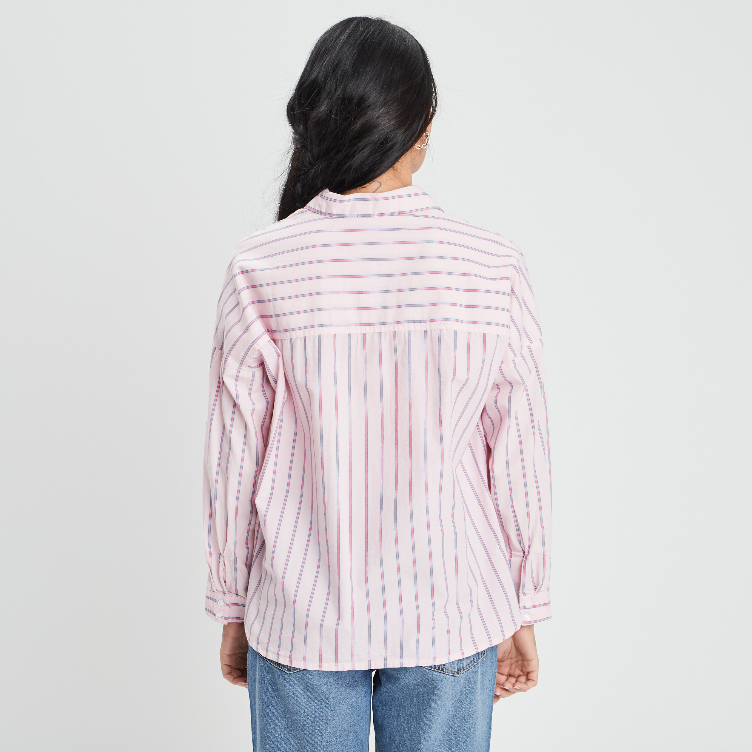Chemise manches longues poche plaquée rose pastel femme | La Halle