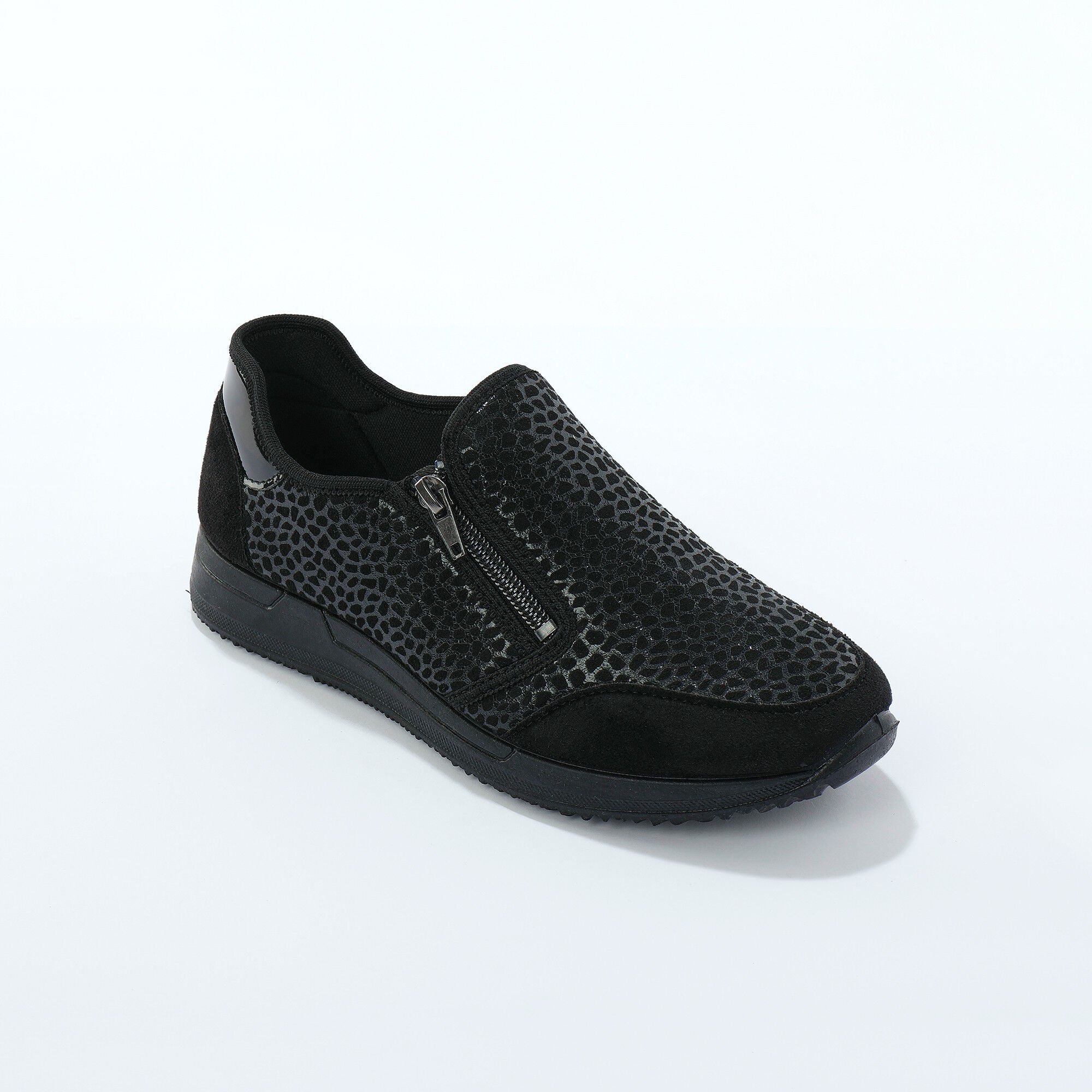 Baskets zippées spécial pieds sensibles en tissu extensible