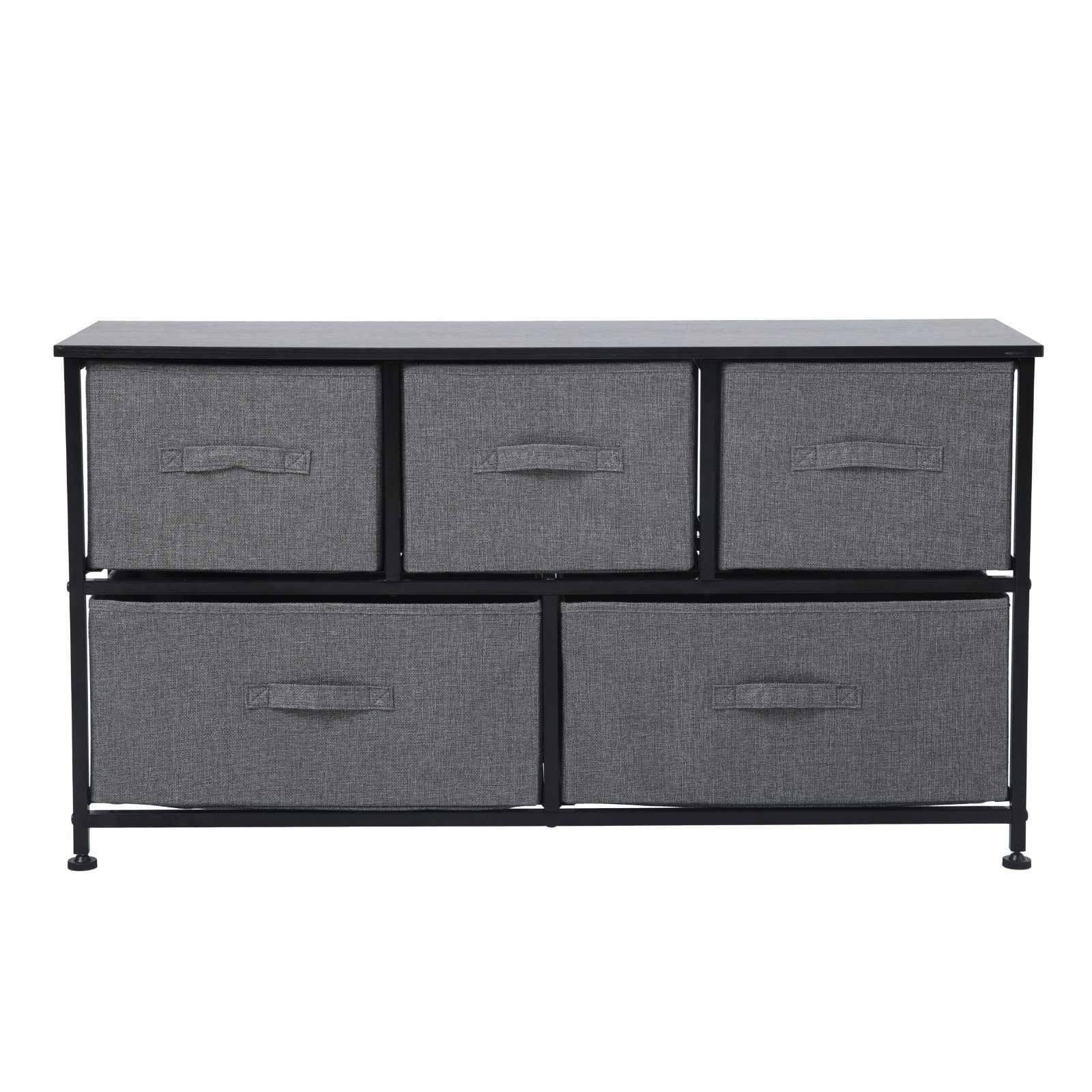 SVITA Sideboard TARO, Metallrahmen, Stoffschubladen, Stoff-Kommode, Schwarz/Grau