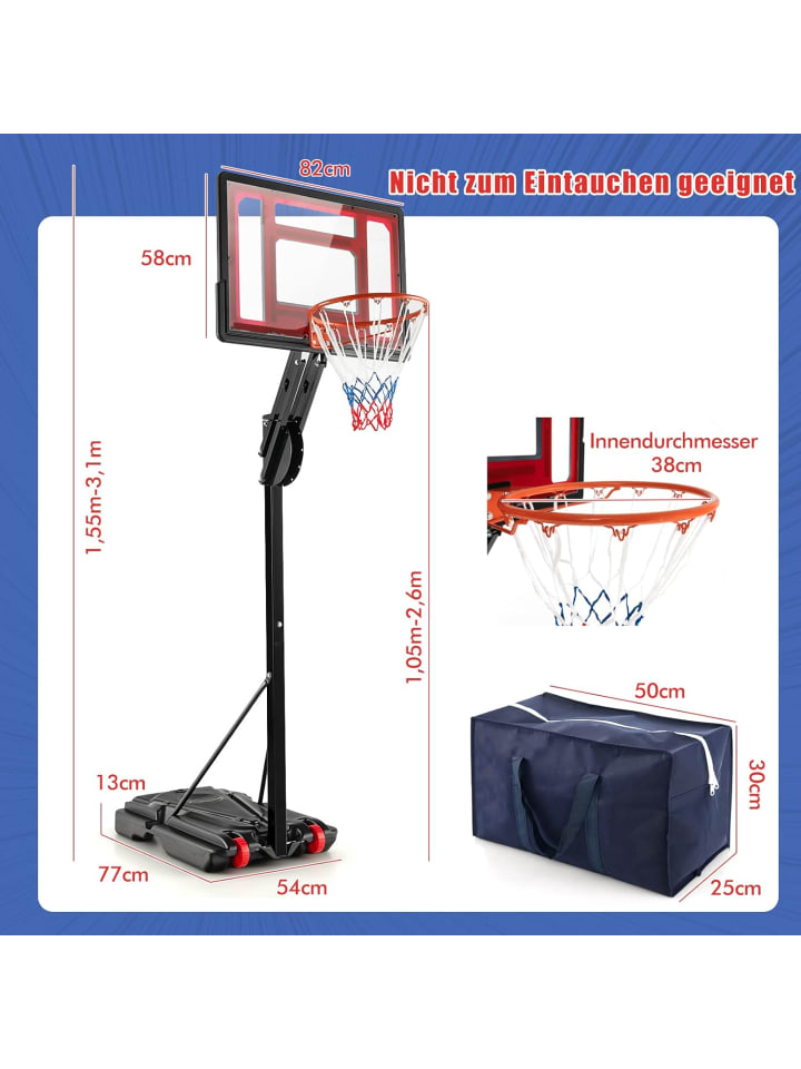COSTWAY Basketballständer 228-265 cm in Schwarz günstig kaufen onesize