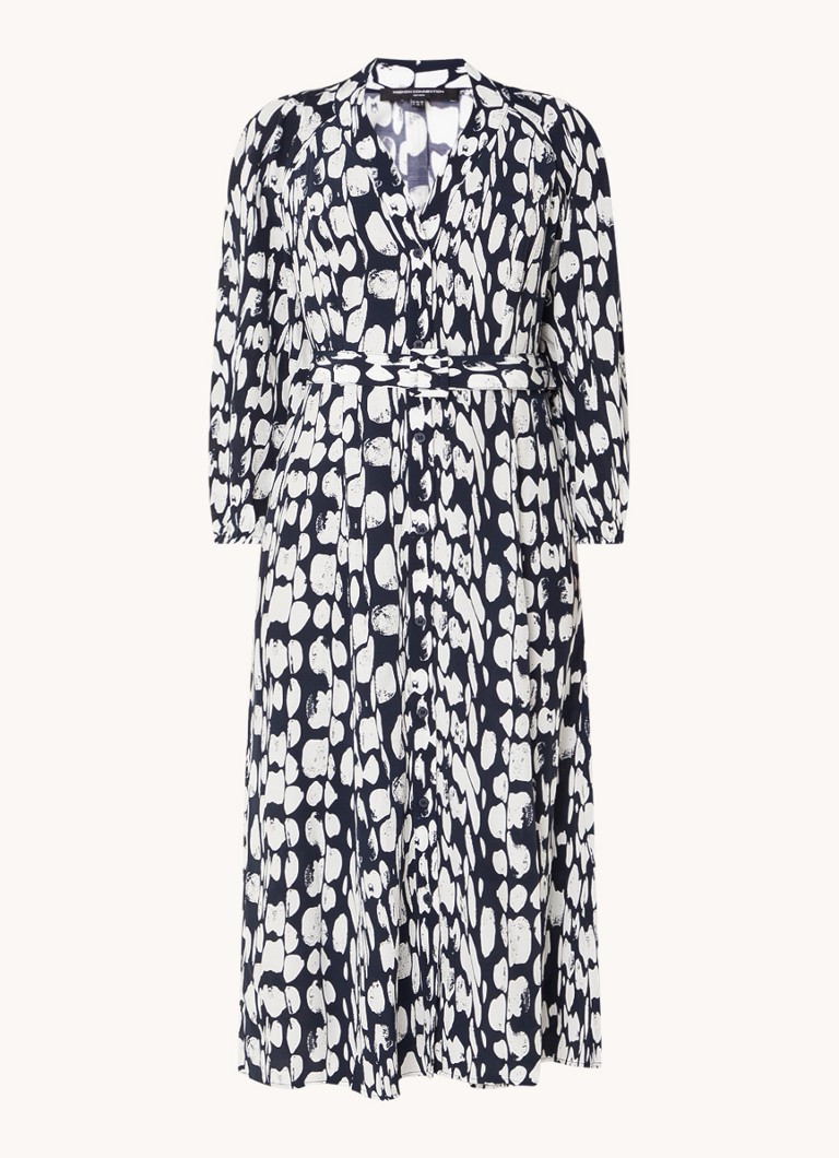 Vestido midi camisa Islanna da French Connection com estampa e cinto de amarrar