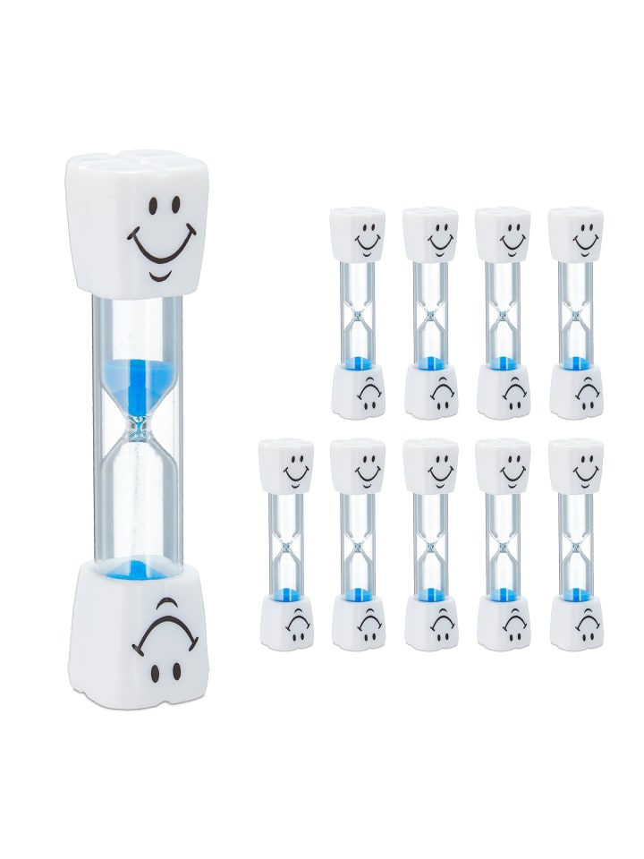 relaxdays 10x Zahnputzuhr in Weiß-Blau günstig kaufen onesize