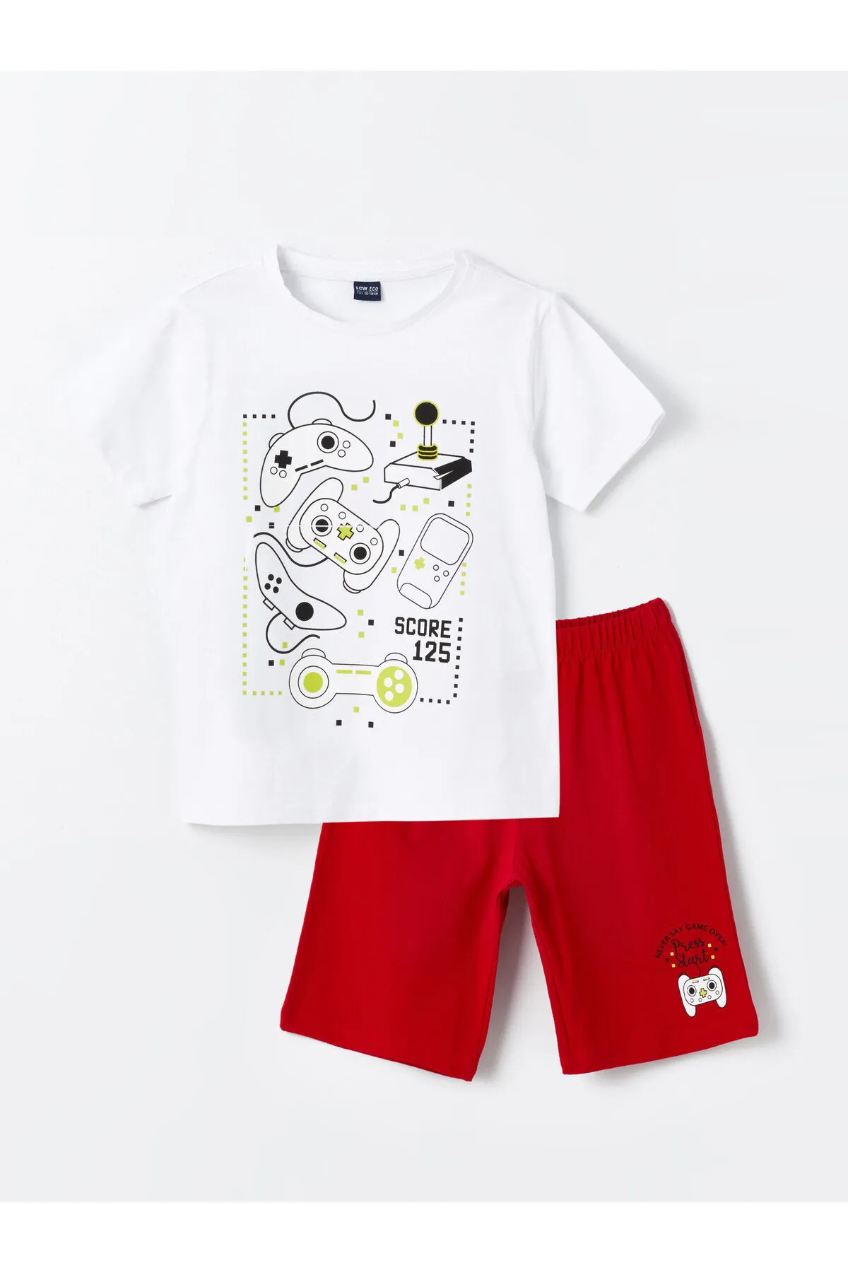 LC Waikiki  Jungen-Pyjama-Set mit Rundhalsausschnitt, kurzen Ärmeln und Shorts