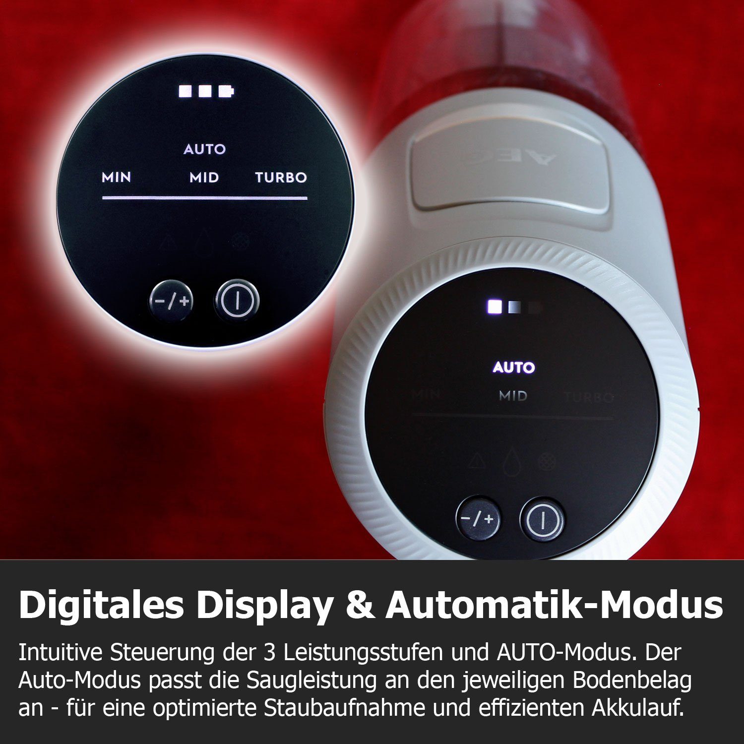 AEG Akku-Hand-und Stielstaubsauger Ultimate 8000 AP81UB25UG, beutellos, selbstreinigende Bürstrolle, LED-Licht, 3 Stufen & Auto-Modus