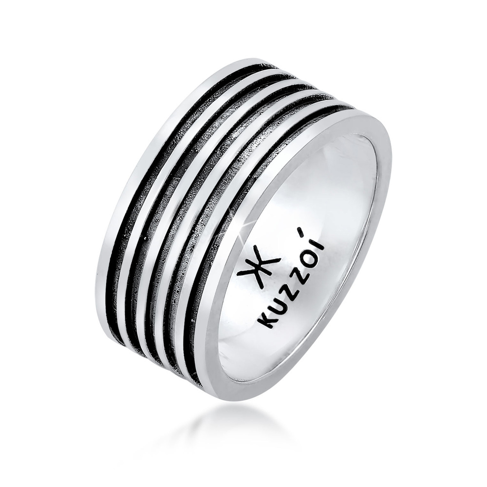 KUZZOI KUZZOI Bague Bague pour homme Rainures Vintage Solide en argent sterling 925 Bague