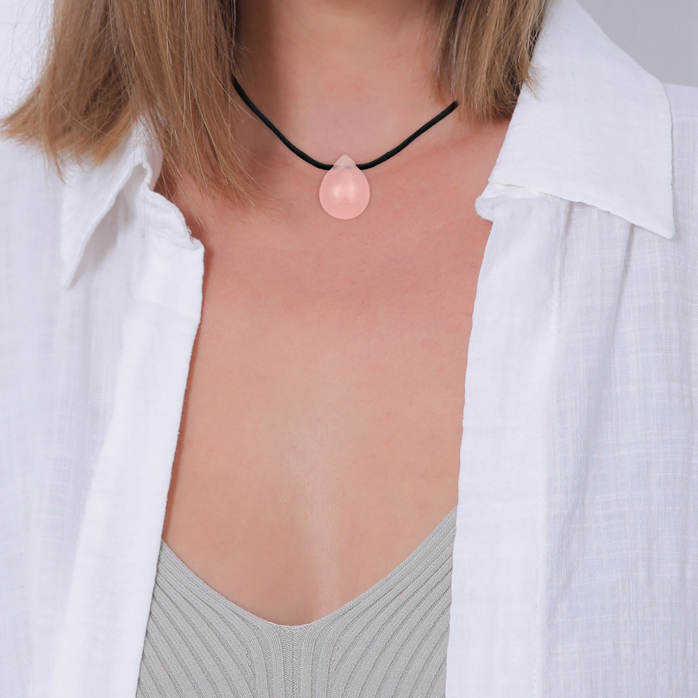 Elli PREMIUM Elli PREMIUM Collier Femmes Choker Goutte Pendentif Satin avec Quartz Rose en arg collier