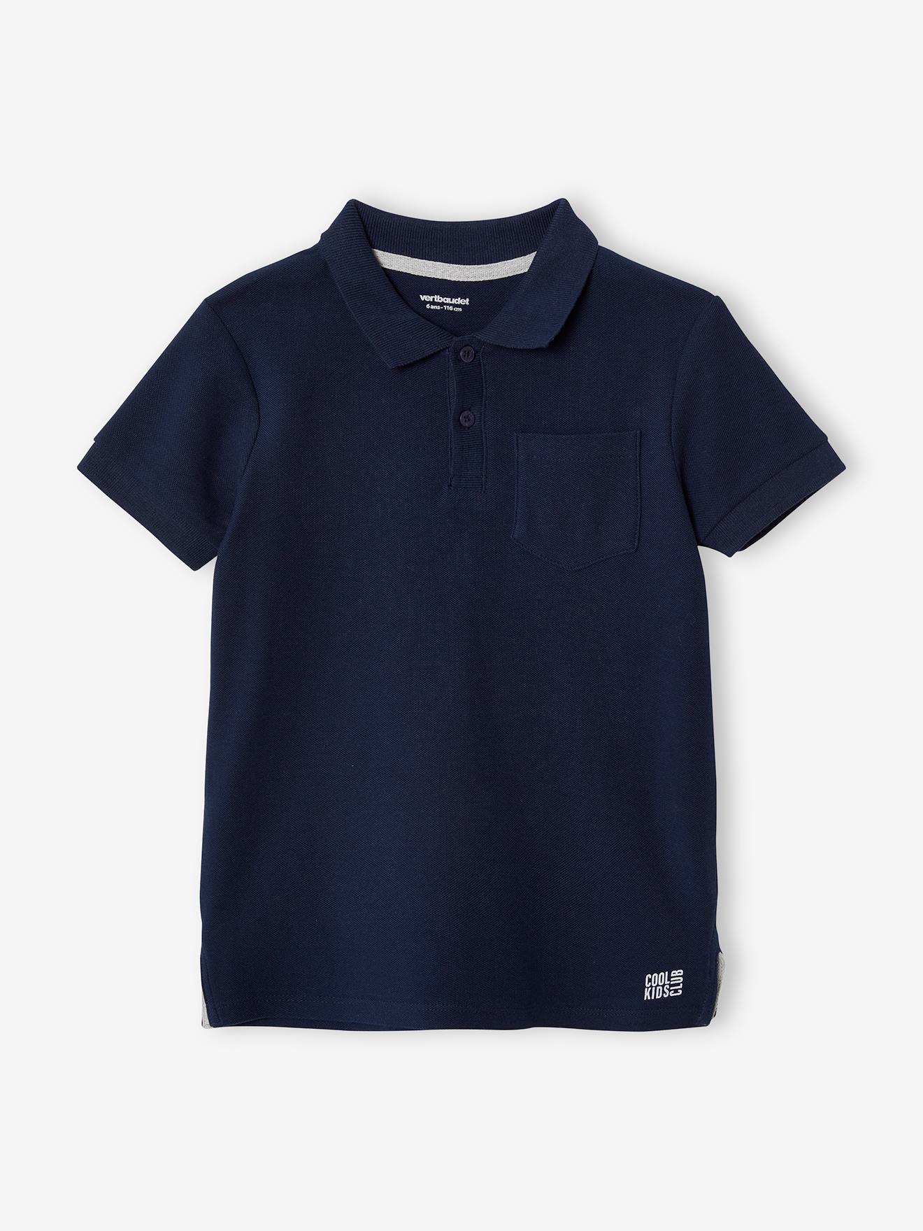Lot de 2 polos garçons en maille piquée lot 1 bleu ardoise + 1 rayé