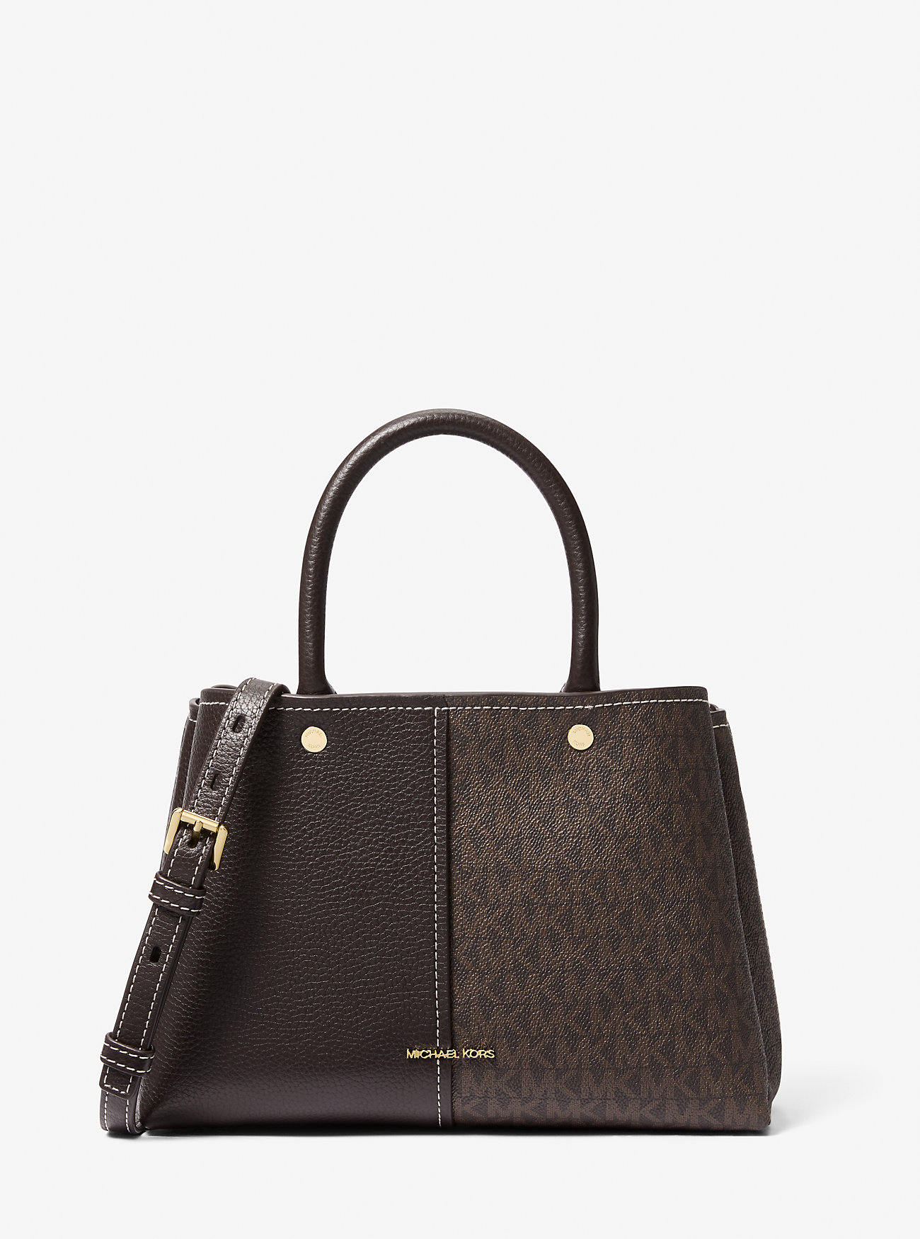 Flora Medium Signature Logo og Skinnveske – BRUN