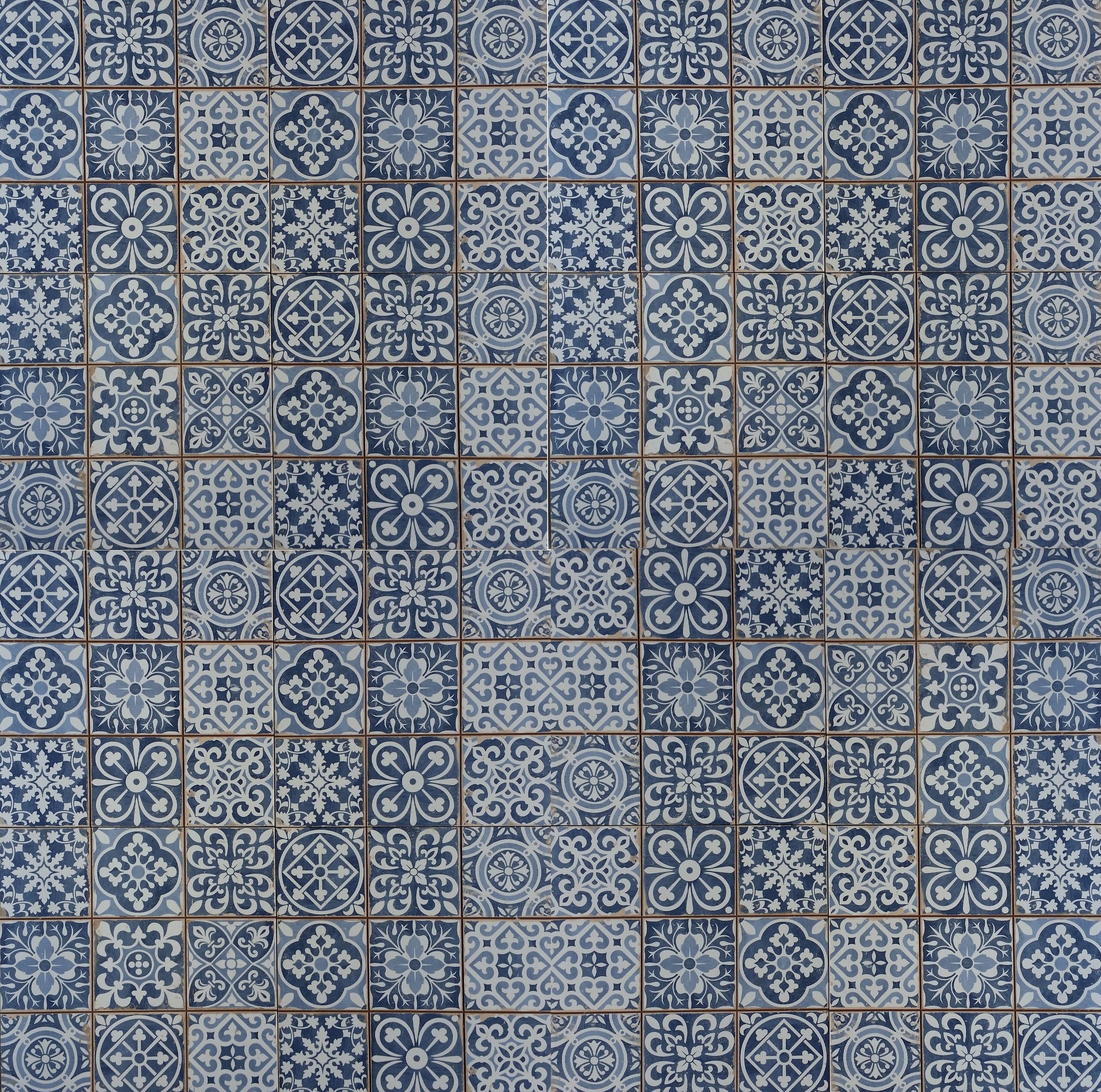 Casa Moro Bodenfliese Marokkanische Fliesen Rahel Blau Patchwork 33x33 cm, Blau, Vintage Bodenfliesen, FL2112, Retrofliesen Keramikfliesen als Wandfliesen