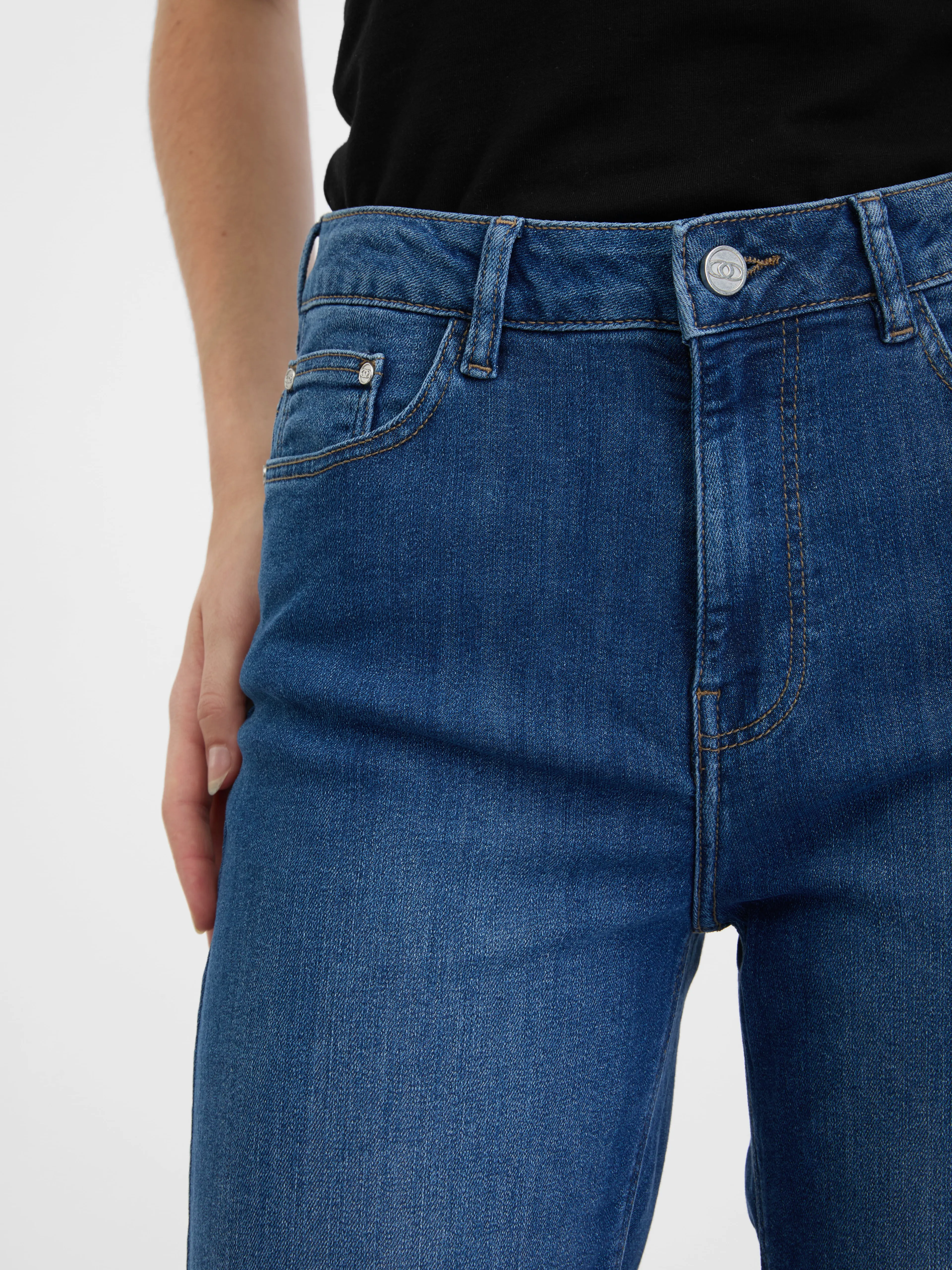 Dunkelblaue Damenjeans mit weitem Bein ORSAY