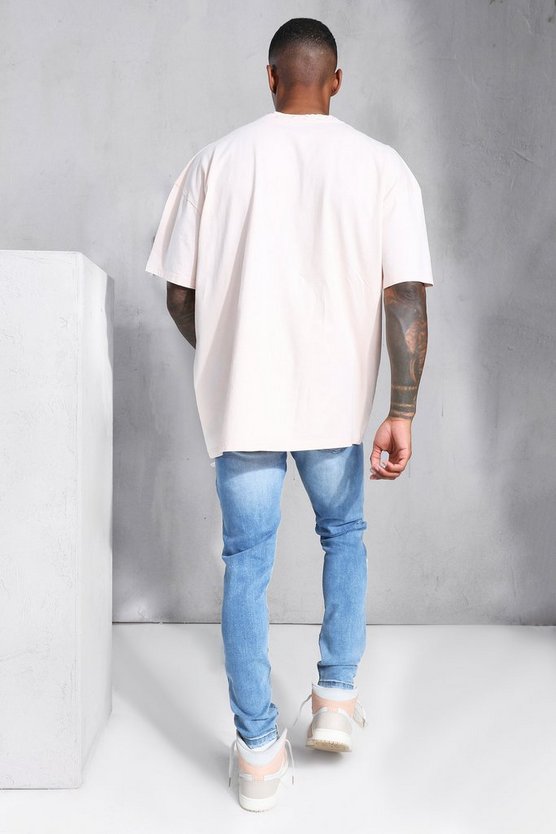 Skinny Stretch Biker-Jeans mit Riss am Knie