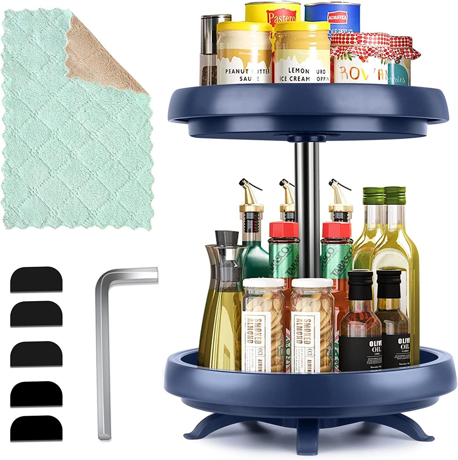 vokarala Gewürzregal VOKARALA Unter Waschbecken Regal Herausziehbarer Schrank-Organizer unter dem Waschbecken für Gewürzflaschen, Snacks, Früchten (Blau)