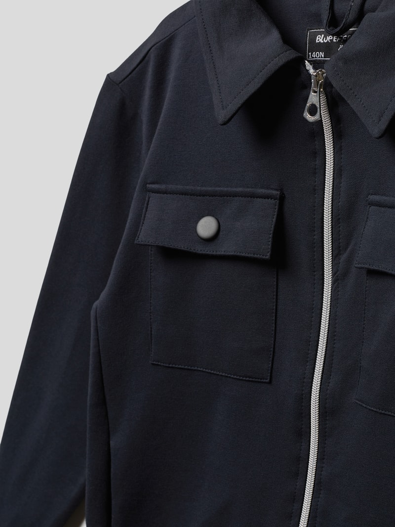 Hemdjacke mit Reißverschluss in marineblau