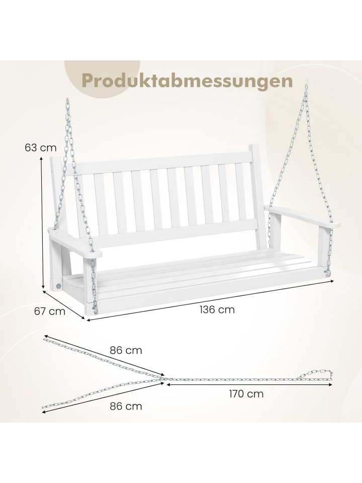 COSTWAY Hängebank 136cm in Weiß günstig kaufen onesize