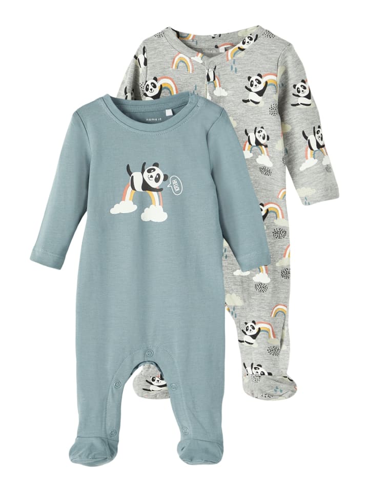 name it Unisex Strampler 2er Pack mit Panda Design in Grau günstig kaufen