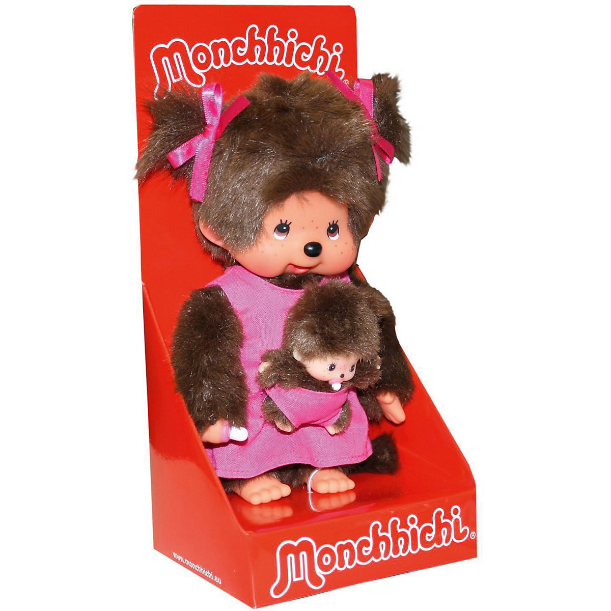Monchhichi Mutter mit Kind, pink, 20cm