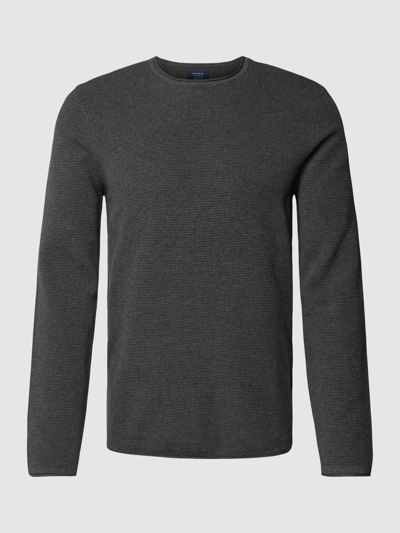 Strickpullover mit Rundhalsausschnitt in dunkelgrau meliert