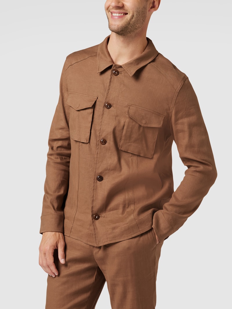 Hemdjacke mit Sportmanschetten Modell 'Chocolate Chip' in hellbraun