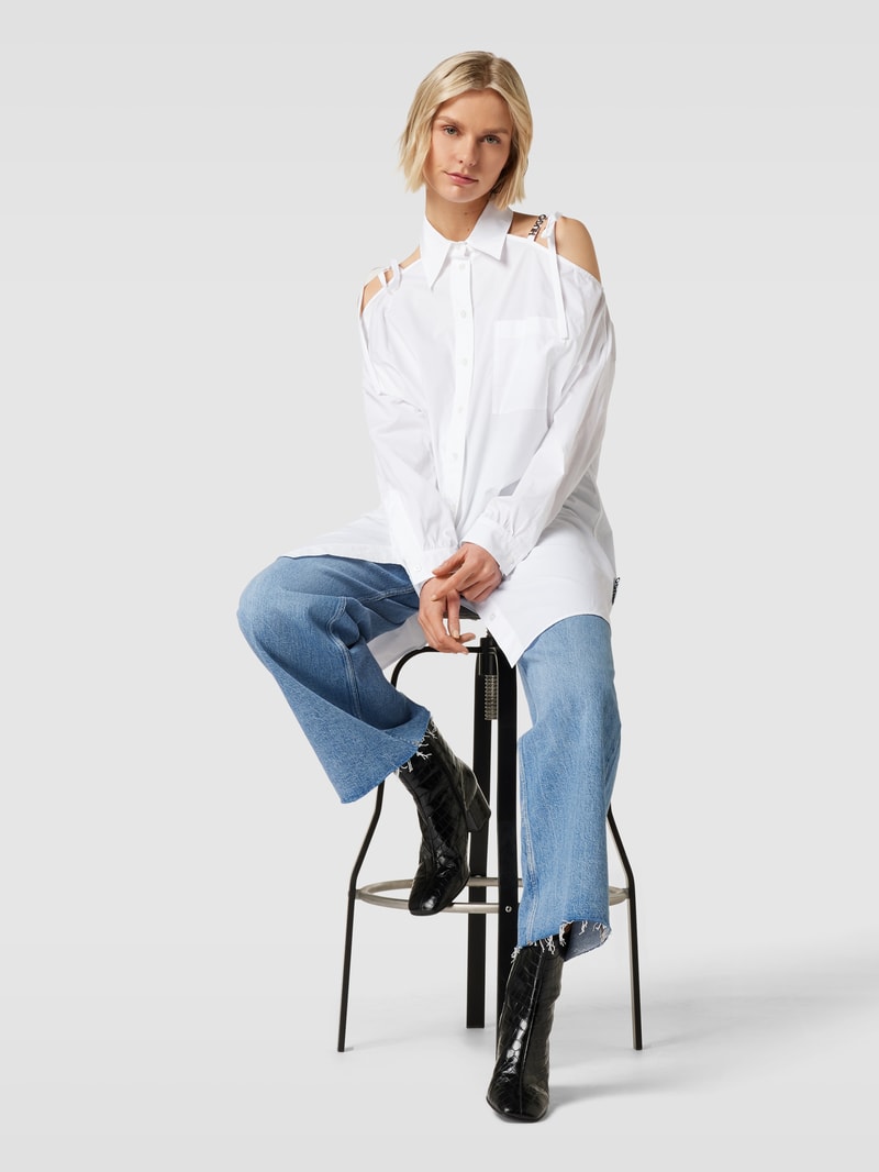 Longbluse mit Umlegekragen Modell 'Kivy' in weiß