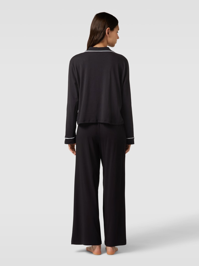 Pyjama mit Label-Stitching in schwarz