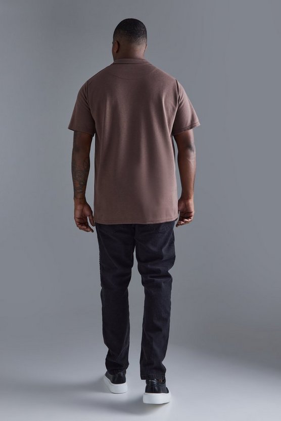 Plus Slim-Fit Poloshirt aus Interlock-Jersey