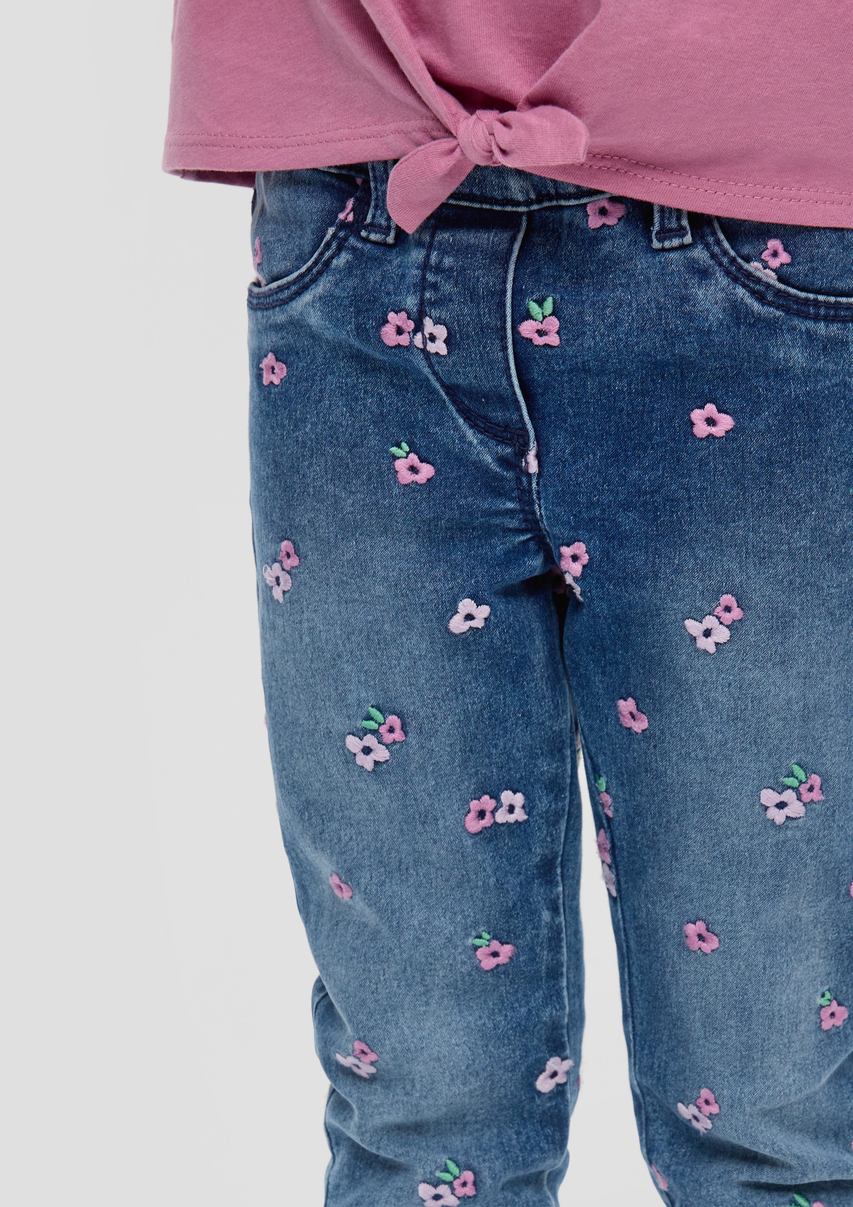 Jeans / Slim Fit / High Rise / Slim Leg / Blumenstickerei  2140077-54Z4