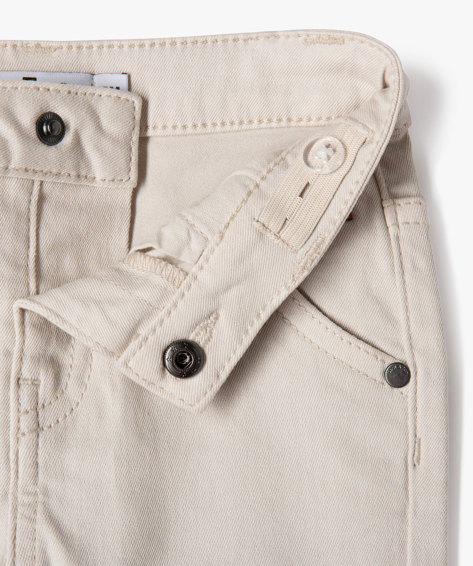 Short bébé Garçon slim en toile extensible unie ecru | GEMO