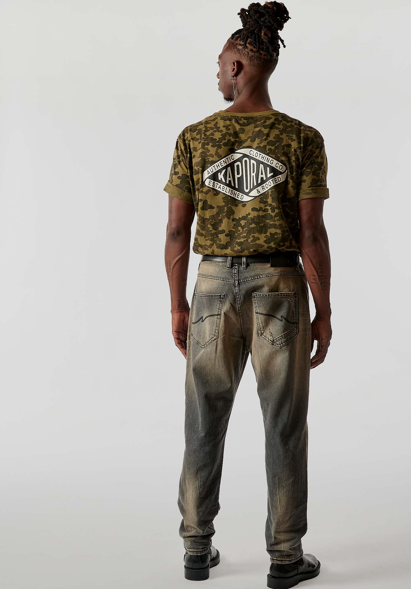 KYLAN  Jean gris relaxed cropped homme