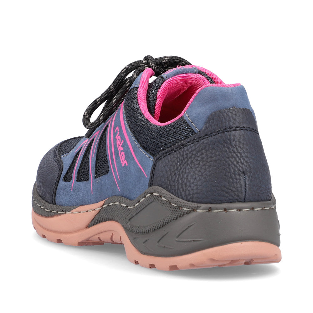 Rieker Damen Schnürschuhe marineblau-himbeerrot
