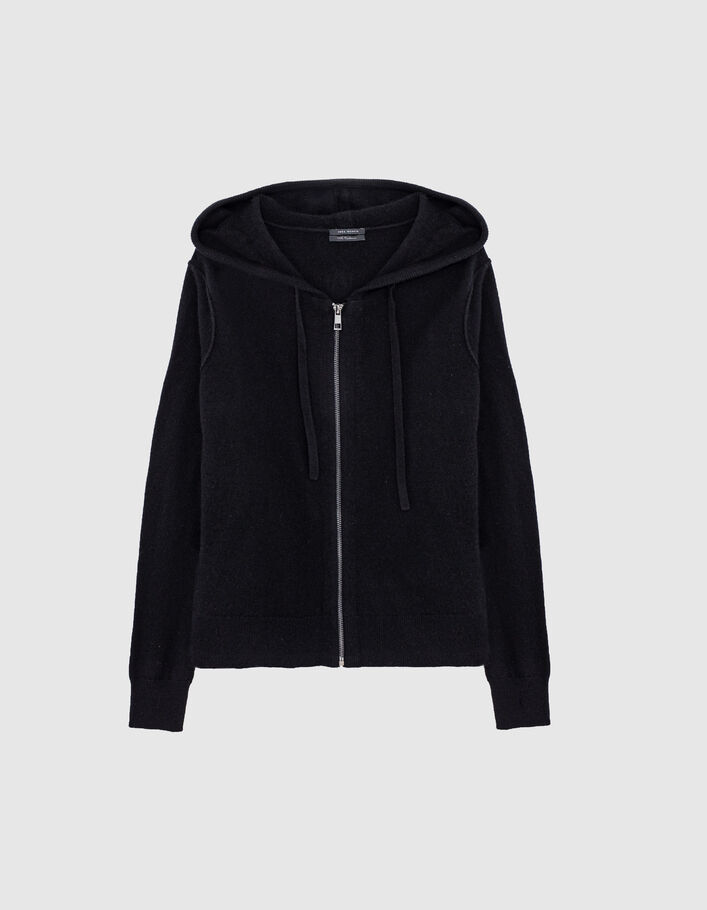 Cardigan à capuche en cachemire motifs chevrons femme