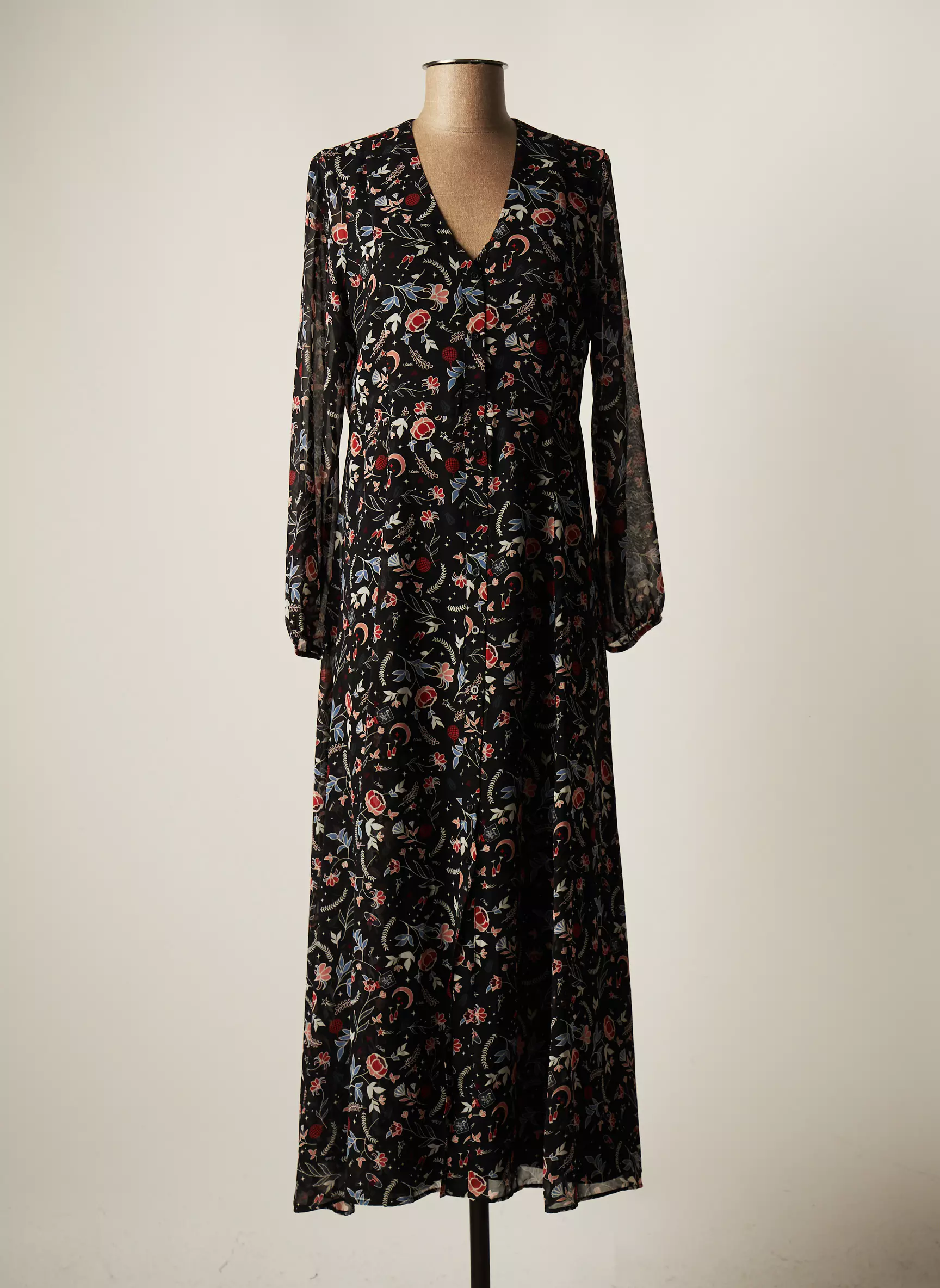 I Coton Robes Longues Femme couleur noir
