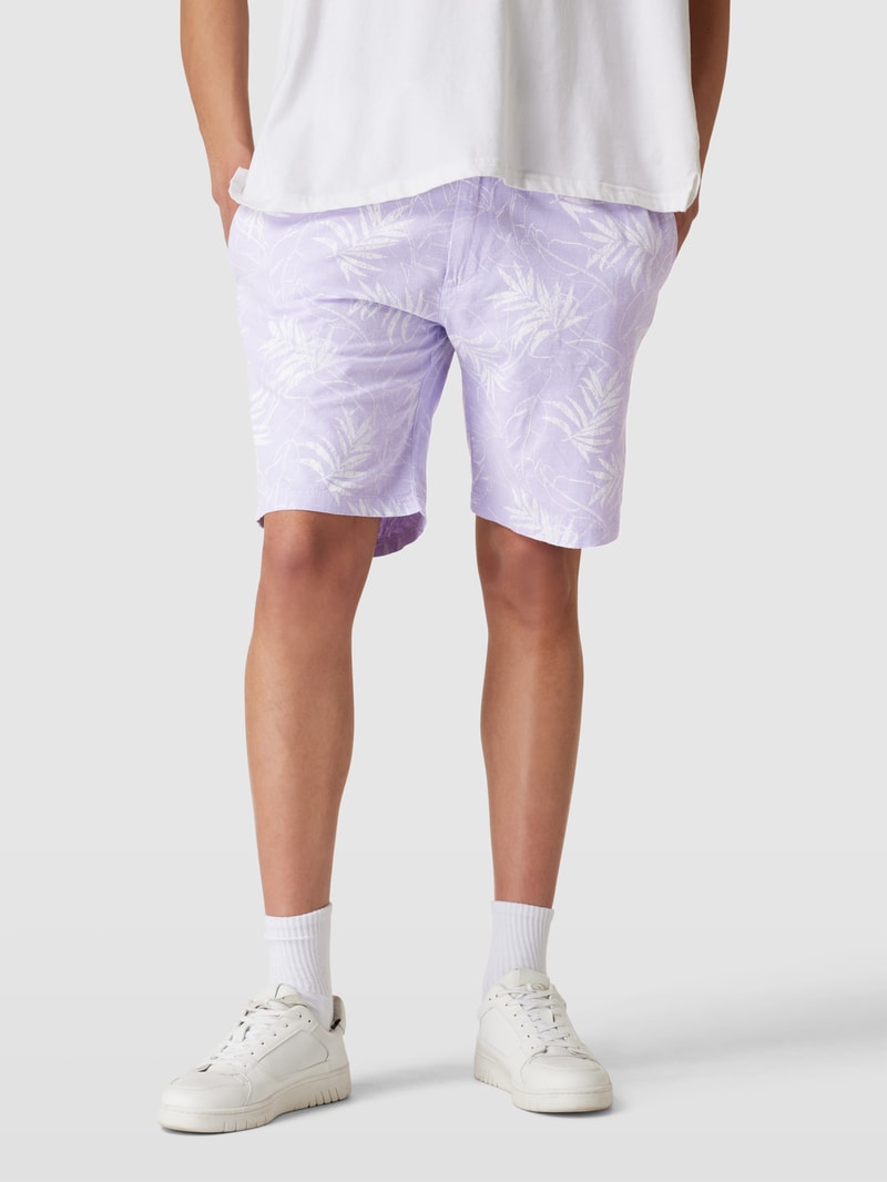 Regular Fit Bermudas mit Streifenmuster in flieder