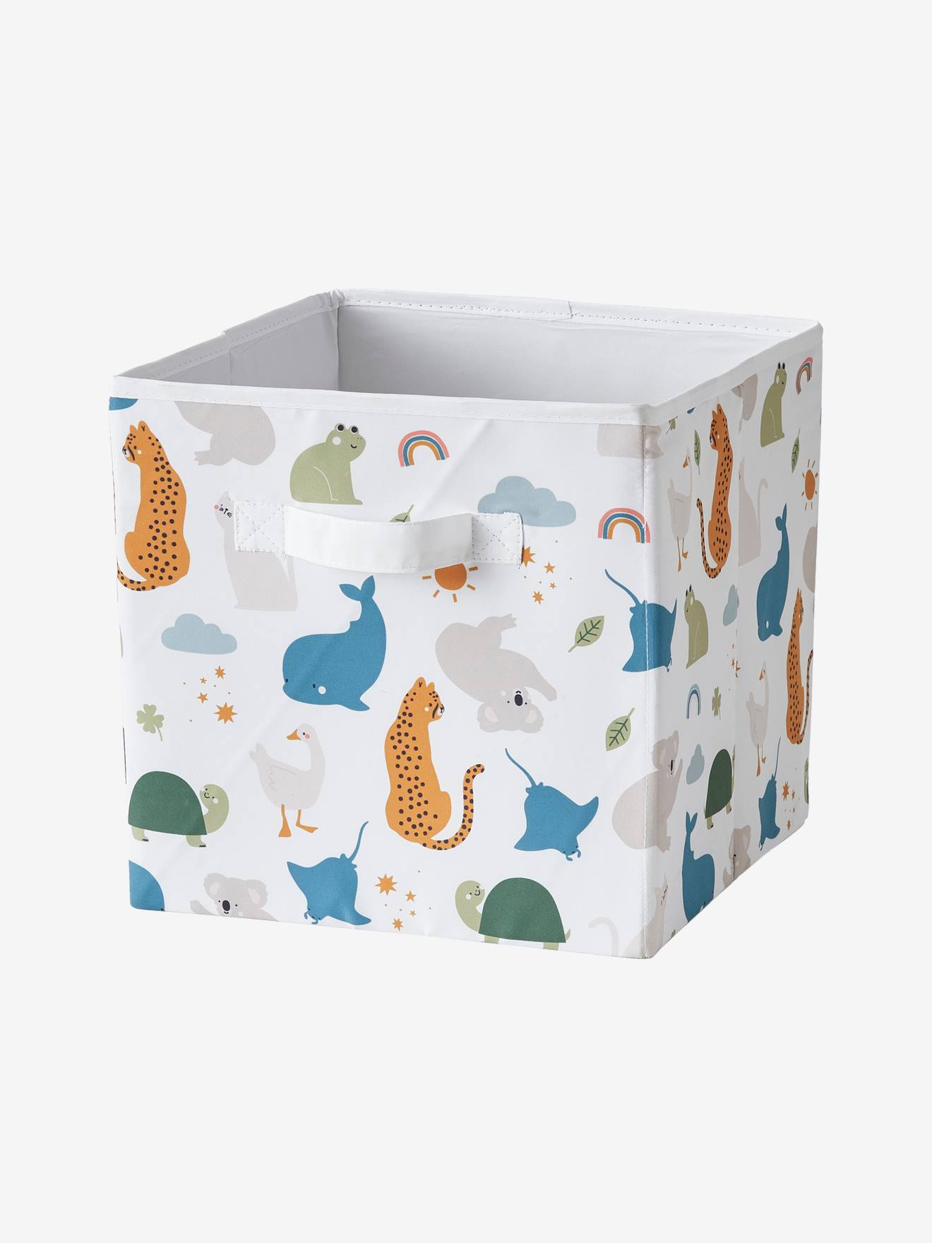Lot de 3 bacs de rangement en tissu MINI ZOO bleu grisé